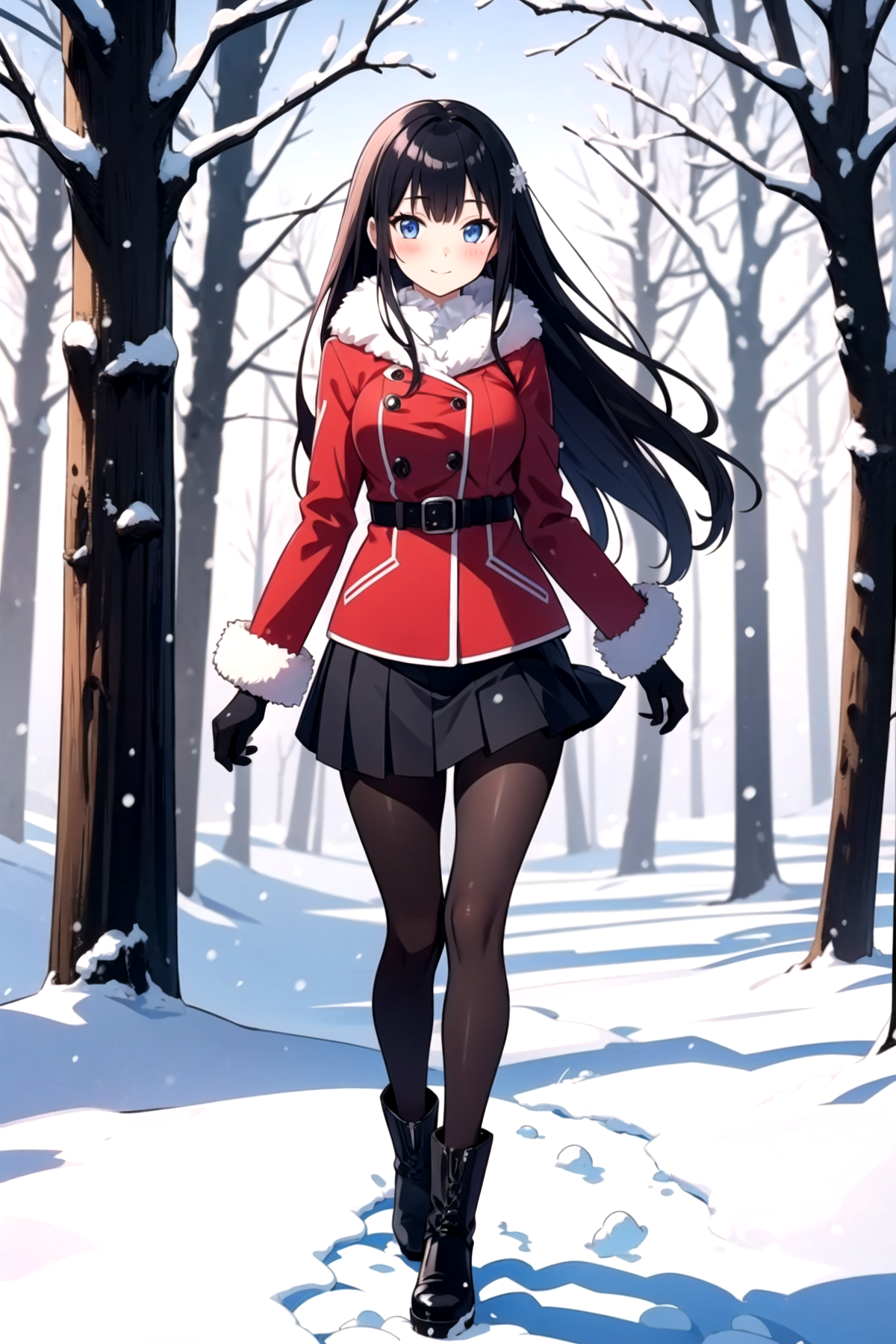 0002-2075715944-1girl, solo, pantyhose, blue eyes, boots, snow, tree, black hair, long hair, black footwear, outdoors, skirt, gloves, black pant.png